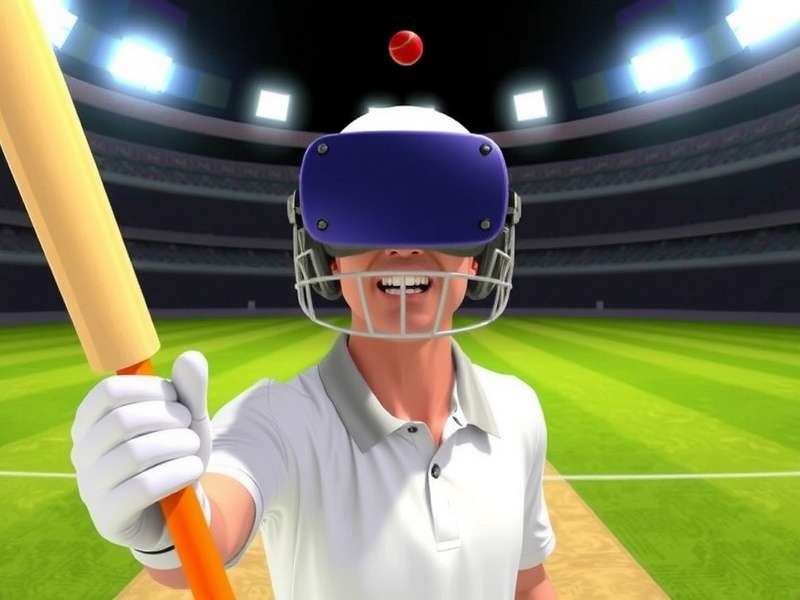 VR Cricket Glory Quest - Immersive Virtual Cricket VR Cricket Glory Quest Main Screen - Player in VR Headset Playing Cricket